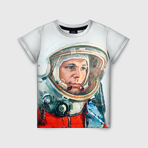 Детская футболка Гагарин в полете / 3D-принт – фото 1
