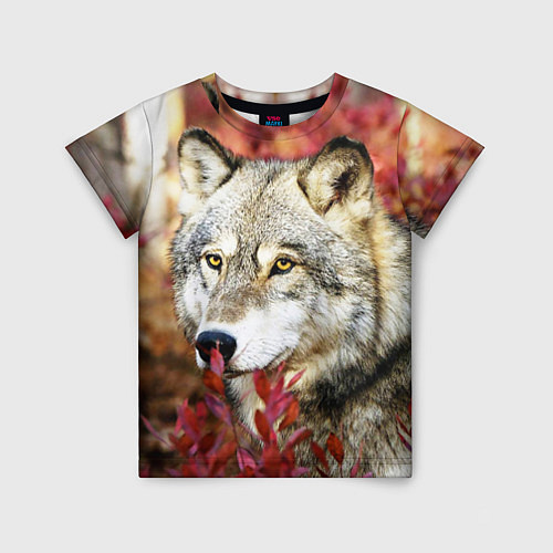Детская футболка Волк в кустах / 3D-принт – фото 1