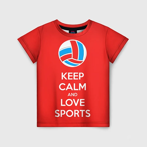 Детская футболка Keep Calm & Love Volleyball / 3D-принт – фото 1