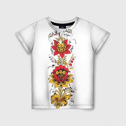 Детская футболка Хохлома: цветы / 3D-принт – фото 1