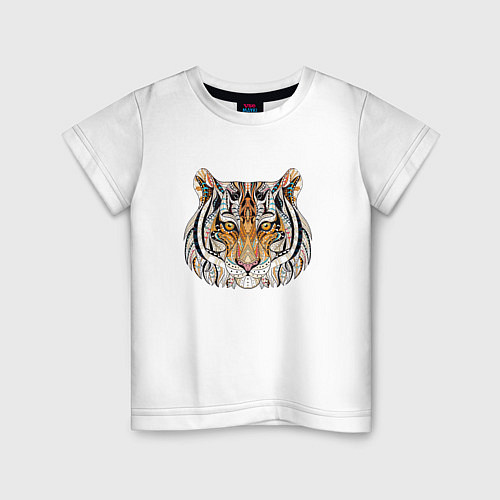 Детская футболка Расписная голова тигрицы / Белый – фото 1