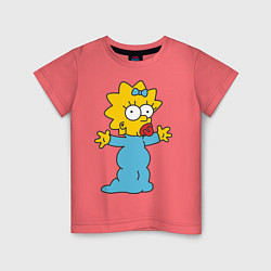 Футболка хлопковая детская Maggie Simpson, цвет: коралловый