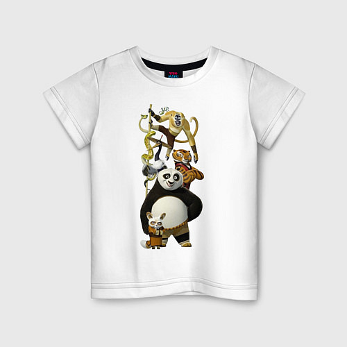 Детская футболка Панда с друзьями / Белый – фото 1