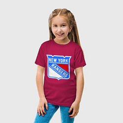 Футболка хлопковая детская New York Rangers, цвет: маджента — фото 2