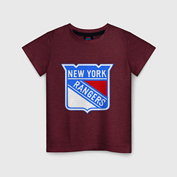 Футболка хлопковая детская New York Rangers, цвет: меланж-бордовый