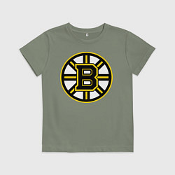 Футболка хлопковая детская Boston Bruins, цвет: авокадо