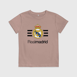 Футболка хлопковая детская Real Madrid Lines, цвет: пыльно-розовый