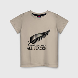 Футболка хлопковая детская New Zeland: All blacks, цвет: миндальный