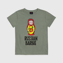 Футболка хлопковая детская Russian Barbie, цвет: авокадо