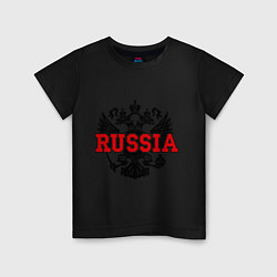 Футболка хлопковая детская Russia Coat, цвет: черный