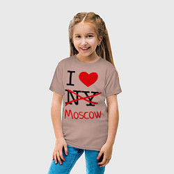 Футболка хлопковая детская I love Moscow, цвет: пыльно-розовый — фото 2