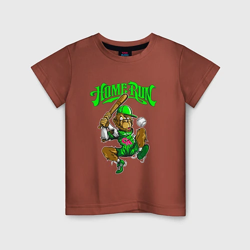 Детская футболка Home Run Monkey / Кирпичный – фото 1