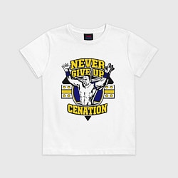 Футболка хлопковая детская Never Give Up: Cenation, цвет: белый