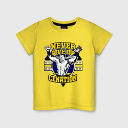 Футболка хлопковая детская Never Give Up: Cenation, цвет: желтый