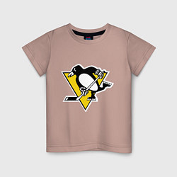 Футболка хлопковая детская Pittsburgh Penguins, цвет: пыльно-розовый