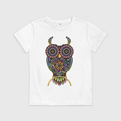 Футболка хлопковая детская Расписной филин, цвет: белый