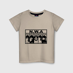 Футболка хлопковая детская NWA, цвет: миндальный