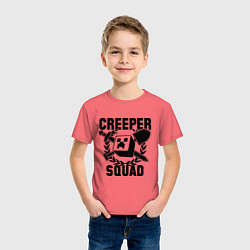 Футболка хлопковая детская Creeper Squad, цвет: коралловый — фото 2