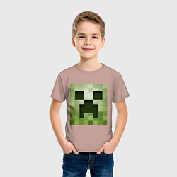 Футболка хлопковая детская Мinecraft creeper, цвет: пыльно-розовый — фото 2