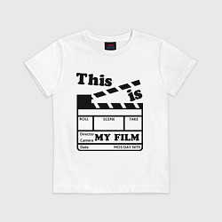 Футболка хлопковая детская Мой фильм, цвет: белый