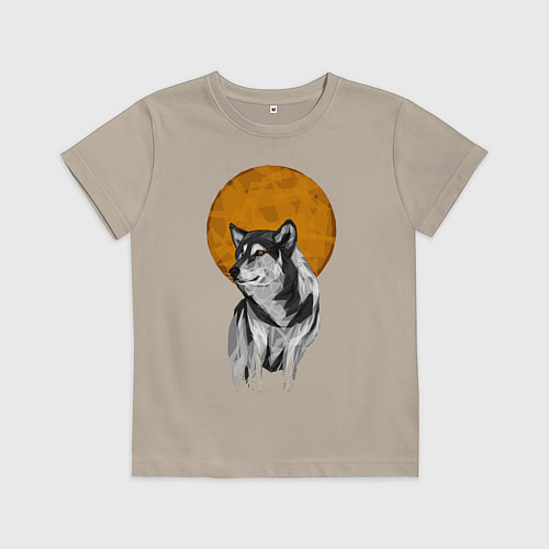 Детская футболка Волк под луной / Миндальный – фото 1