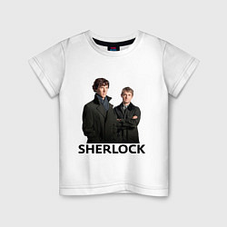 Футболка хлопковая детская Sherlock, цвет: белый