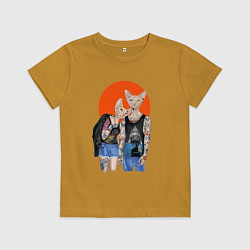 Футболка хлопковая детская Любовь сфинксов, цвет: горчичный