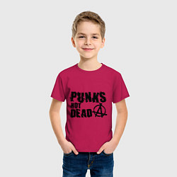 Футболка хлопковая детская Punks not dead, цвет: маджента — фото 2