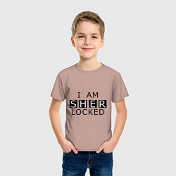 Футболка хлопковая детская I am Sherlocked, цвет: пыльно-розовый — фото 2