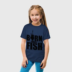 Футболка хлопковая детская Born to fish, цвет: тёмно-синий — фото 2