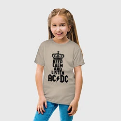 Футболка хлопковая детская Keep Calm & Listen AC/DC, цвет: миндальный — фото 2