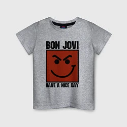 Футболка хлопковая детская Bon Jovi: Have a nice day, цвет: меланж