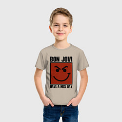 Футболка хлопковая детская Bon Jovi: Have a nice day, цвет: миндальный — фото 2