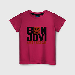 Футболка хлопковая детская Bon Jovi: Nice day, цвет: маджента