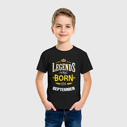 Футболка хлопковая детская Legends are born in september, цвет: черный — фото 2