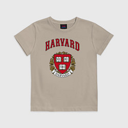 Футболка хлопковая детская Harvard university, цвет: миндальный