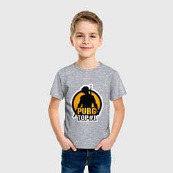 Футболка хлопковая детская PUBG Top 1, цвет: меланж — фото 2