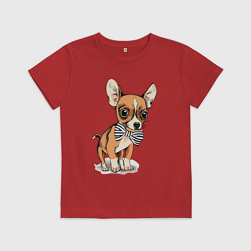 Детская футболка Чихуахуа с бабочкой / Красный – фото 1