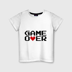 Футболка хлопковая детская Game over 8 bit, цвет: белый