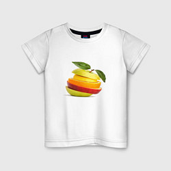 Футболка хлопковая детская Мега яблоко, цвет: белый