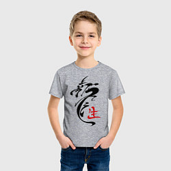 Футболка хлопковая детская Иероглиф дракон, цвет: меланж — фото 2
