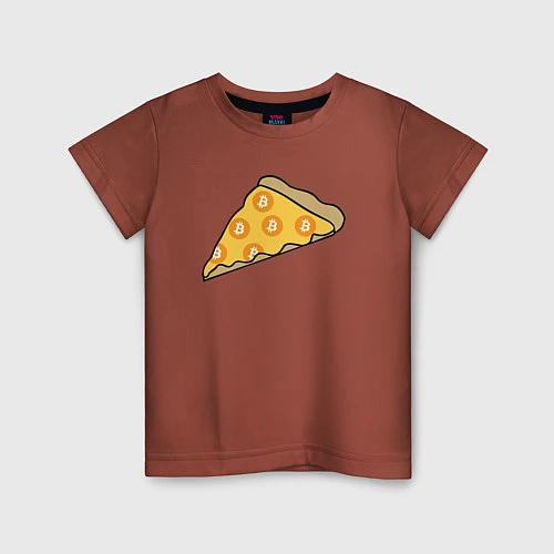 Детская футболка Bitcoin Pizza / Кирпичный – фото 1