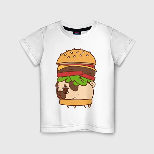 Детская футболка Мопс-бургер / Белый – фото 1