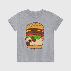 Футболка хлопковая детская Мопс-бургер, цвет: меланж