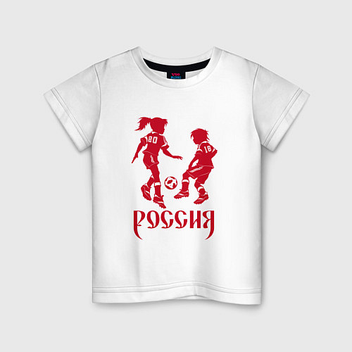 Детская футболка Россия: Дети футбола ЧМ-2018 / Белый – фото 1