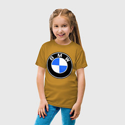 Футболка хлопковая детская Logo BMW, цвет: горчичный — фото 2