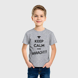 Футболка хлопковая детская Keep Calm & WAAAGH, цвет: меланж — фото 2