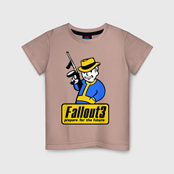 Футболка хлопковая детская Fallout 3 Man, цвет: пыльно-розовый