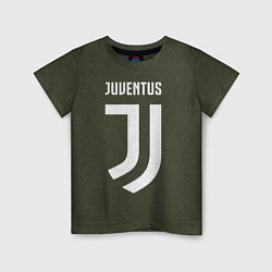 Футболка хлопковая детская FC Juventus цвета меланж-хаки — фото 1