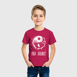 Футболка хлопковая детская Find Balance, цвет: маджента — фото 2